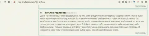 Мнения игроков ФОРЕКС дилинговой компании INVFX на сайте 1Топ Про