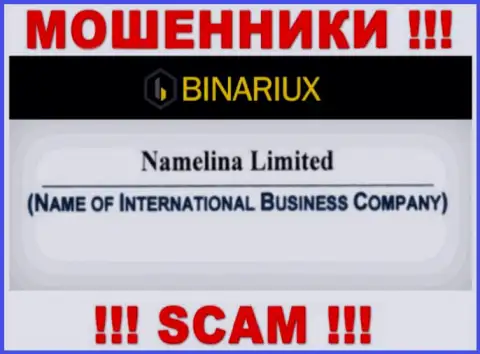 Binariux Net - это мошенники, а управляет ими Namelina Limited