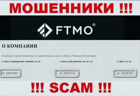 Организация FTMO предоставила свой номер регистрации на своем официальном сайте - 09213741