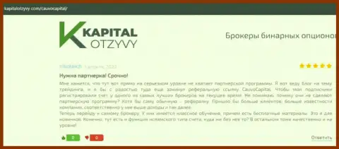 Брокер КаувоКапитал Ком был описан в мнениях на веб-сайте KapitalOtzyvy Com