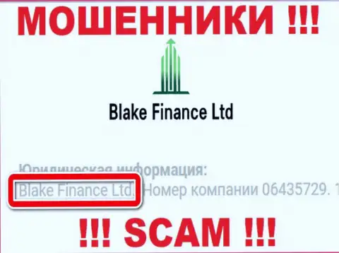 Юр лицо internet мошенников Blake Finance - это Blake Finance Ltd, сведения с сайта разводил