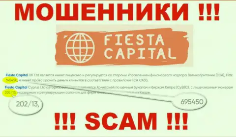 Лицензионный документ на сайте Fiesta Capital - это один из способов затягивания наивных людей