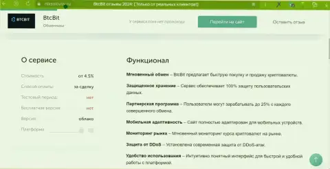 Условия предоставления услуг онлайн-обменника BTCBit в обзоре на сайте НикСоколов Ру