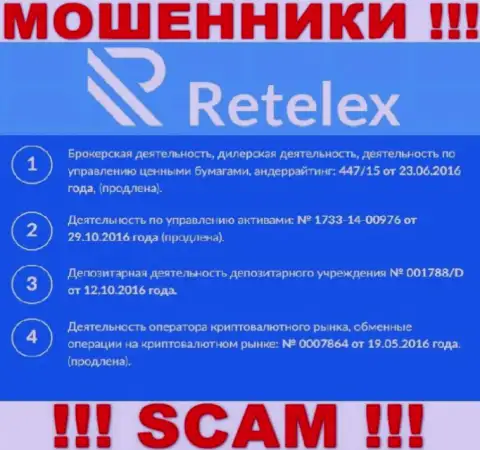 Retelex, замыливая глаза доверчивым клиентам, выставили у себя на web-сервисе номер своей лицензии