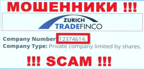 12374614 - это номер регистрации Цюрих Трейд Финко, который представлен на официальном ресурсе компании