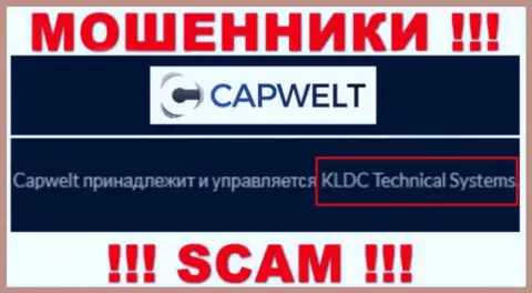 Юридическое лицо конторы CapWelt Com - это КЛДЦ Техникал Системс, инфа позаимствована с официального сайта