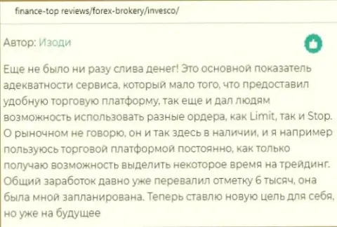 Интернет-пользователи разместили собственные благодарные комментарии о forex дилере Invesco Limited на ресурсе FinanceTop Reviews