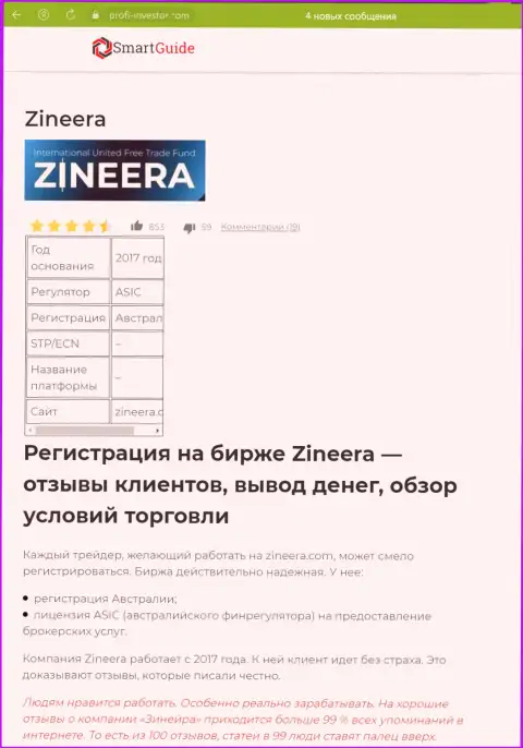 Разбор условий совершения сделок брокерской фирмы Зинеера, представленный в статье на ресурсе smartguides24 com