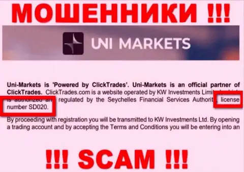 Осторожно, UNI Markets воруют финансовые средства, хоть и показали свою лицензию на сайте