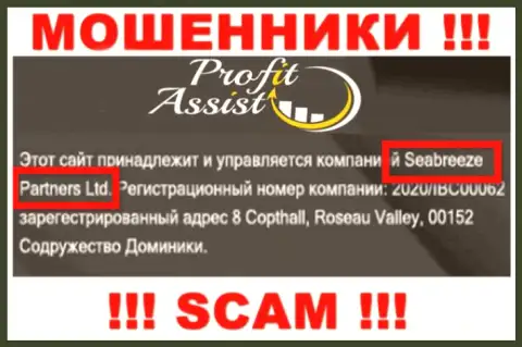 На официальном сайте ProfitAssist указано, что юр. лицо организации - Сиабриз Партнерс Лтд