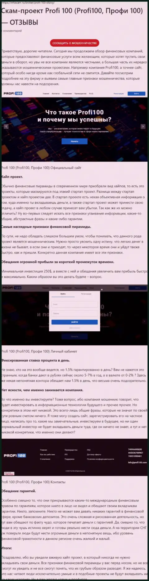 Profi100 Com - это ОБМАНЩИК !!! Обзор условий работы