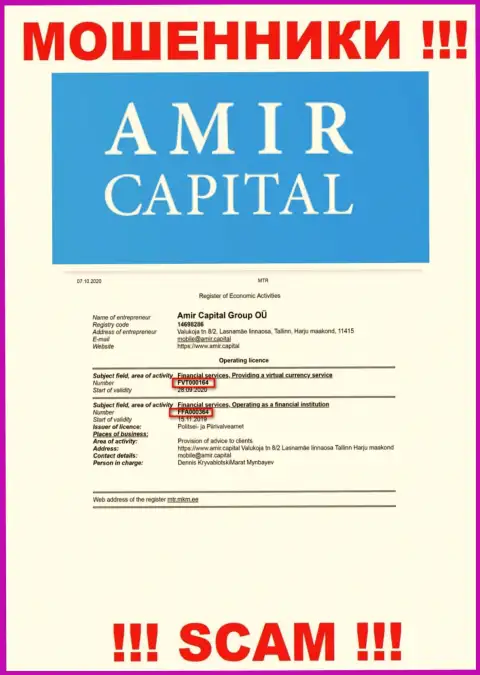 Амир Капитал предоставляют на сайте лицензионный документ, несмотря на это умело кидают клиентов