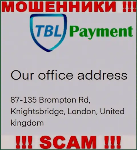 Информация об адресе регистрации TBL Payment, которая приведена у них на сайте - ложная