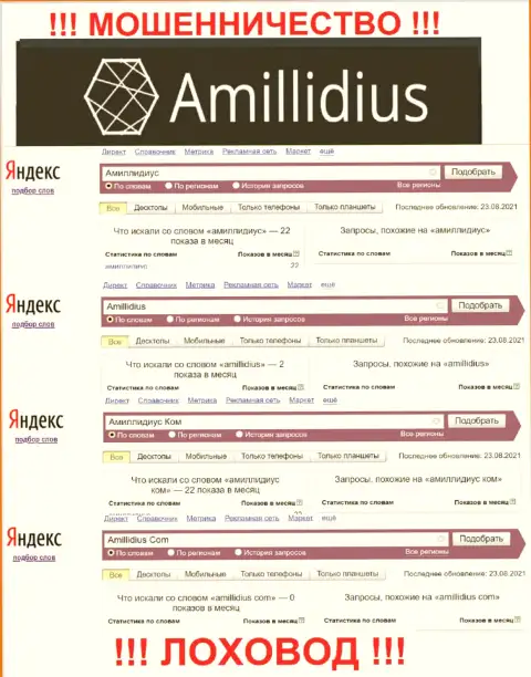 Итог онлайн-запросов сведений про кидал Amillidius в глобальной сети
