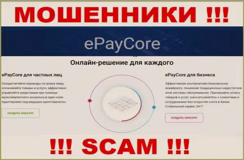 Не верьте, что деятельность EPayCore в сфере Платежный сервис законна