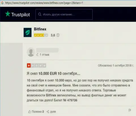 Лоха развели на денежные средства в мошеннической компании Bitfinex - это отзыв